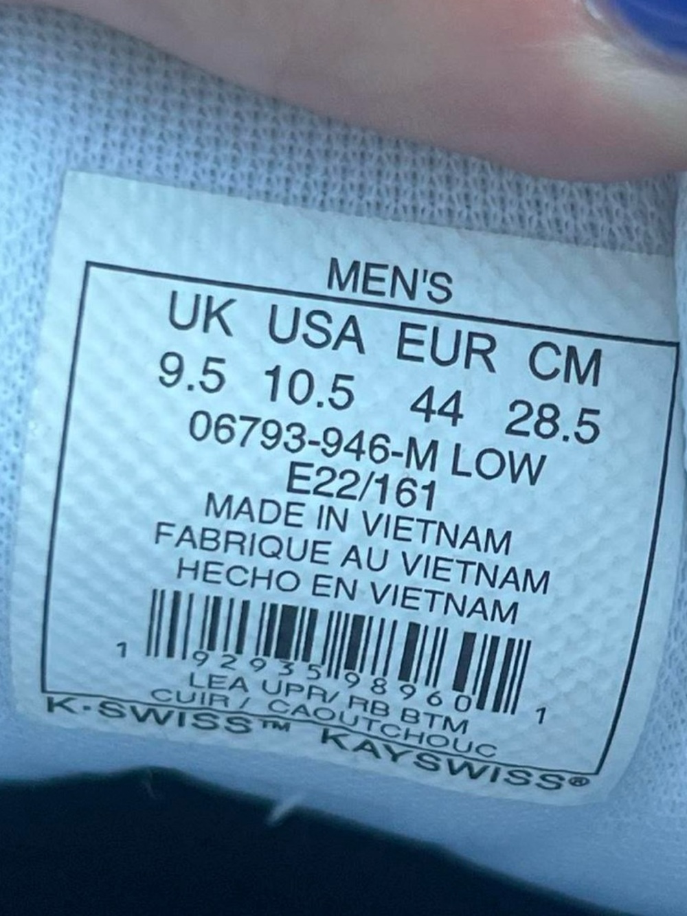NWOT Men’s K-Swiss White Sneaker - US 10.5 - Picture 6 of 6